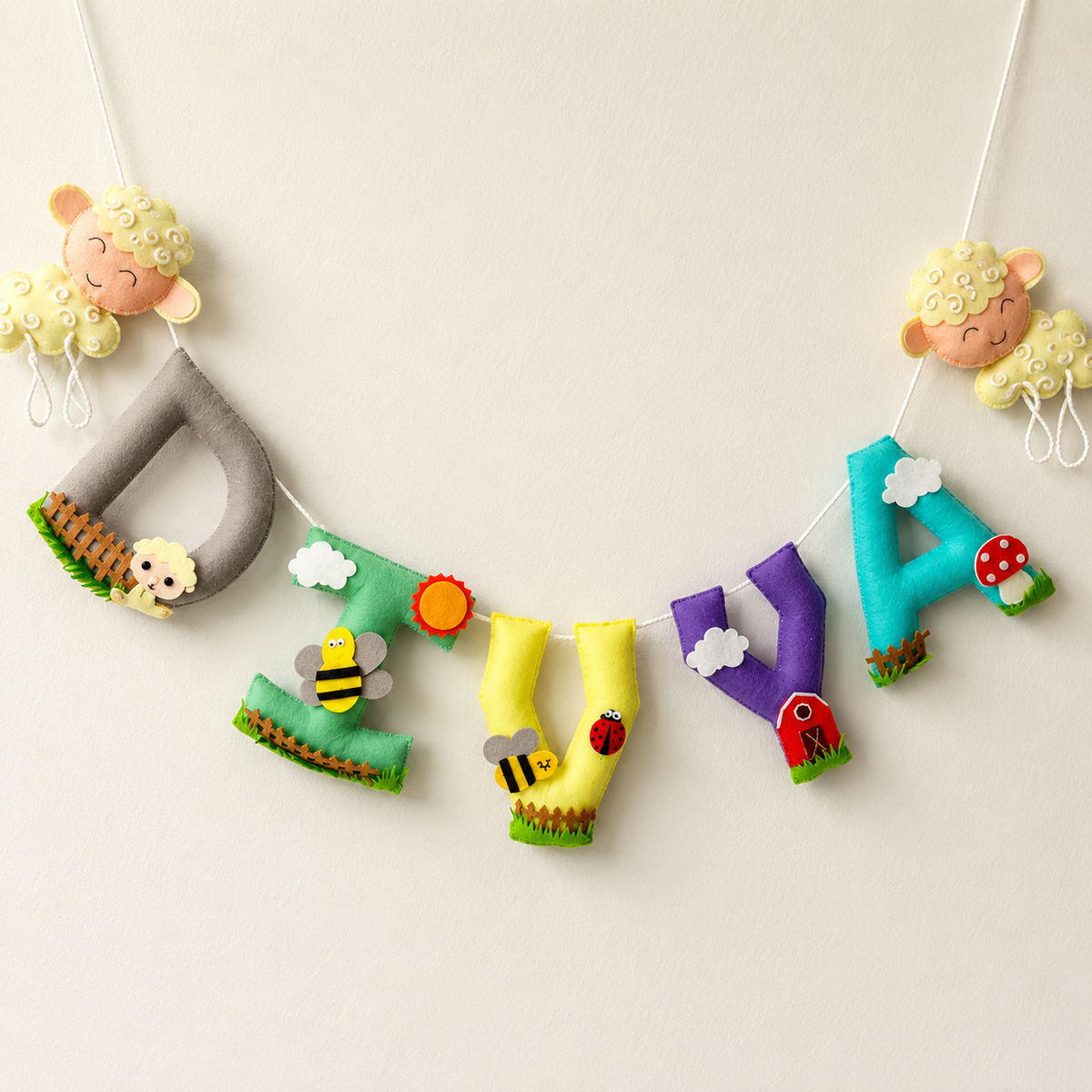 Babble Wrap Snuggly Sheep  Name Bunting/Garland