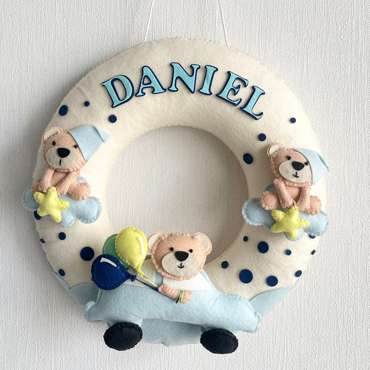 Babble Wrap Teddy on a Car Name Hanging