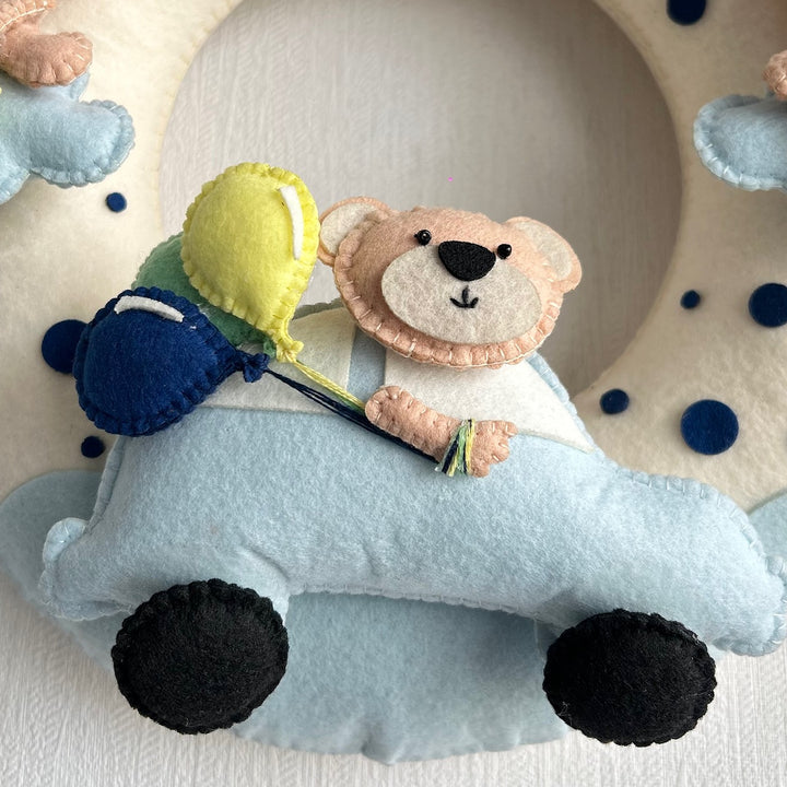 Babble Wrap Teddy on a Car Name Hanging