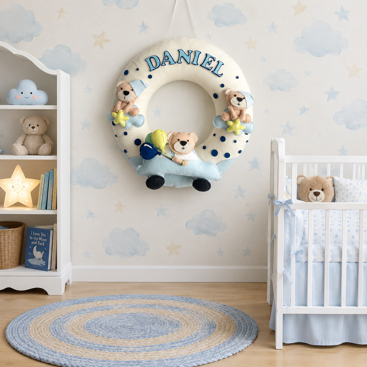 Babble Wrap Teddy on a Car Name Hanging