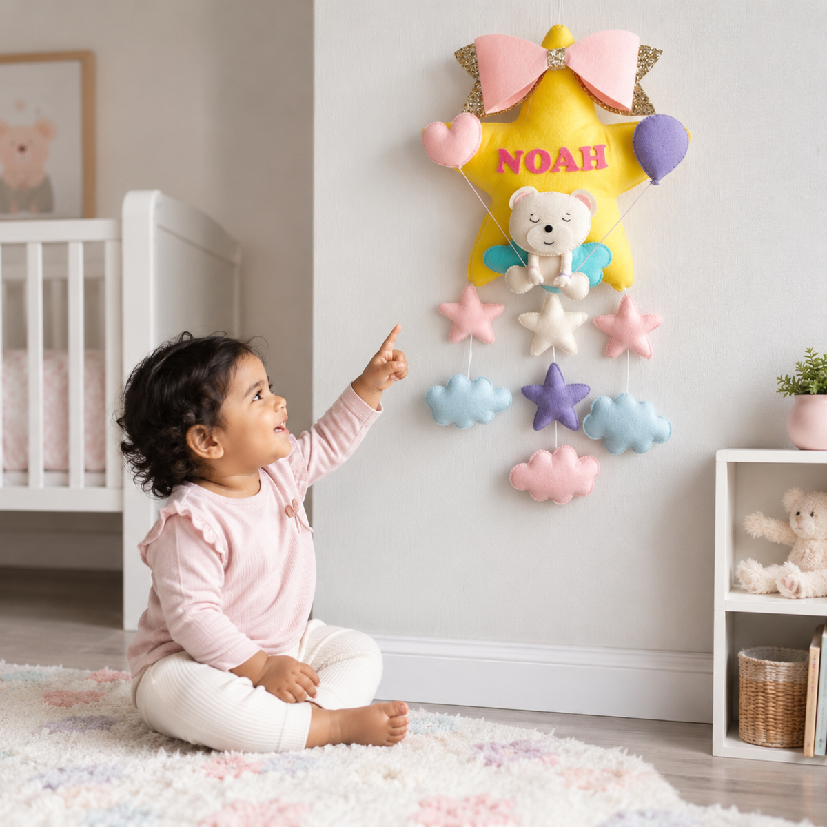Babble Wrap Teddy on a Star Name Hanging