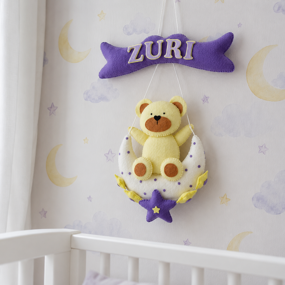 Babble Wrap  Teddy's Starry Moon Name Hanging