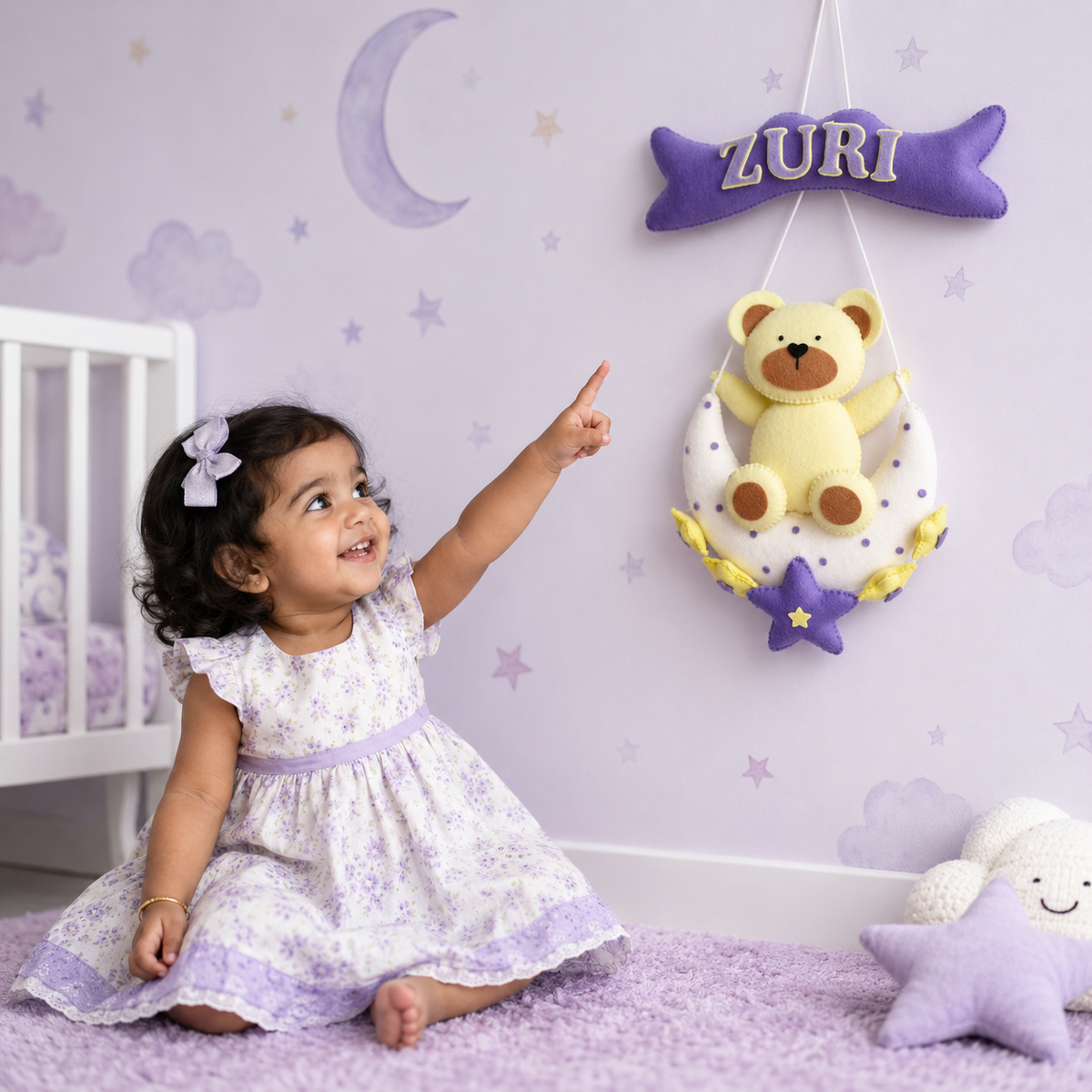 Babble Wrap  Teddy's Starry Moon Name Hanging