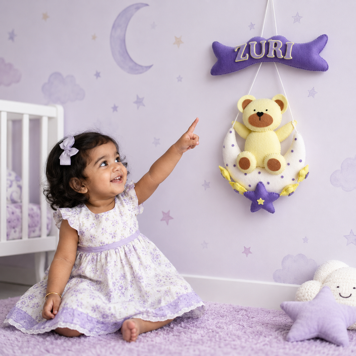 Babble Wrap  Teddy's Starry Moon Name Hanging
