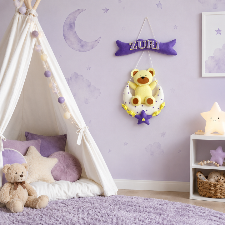 Babble Wrap  Teddy's Starry Moon Name Hanging