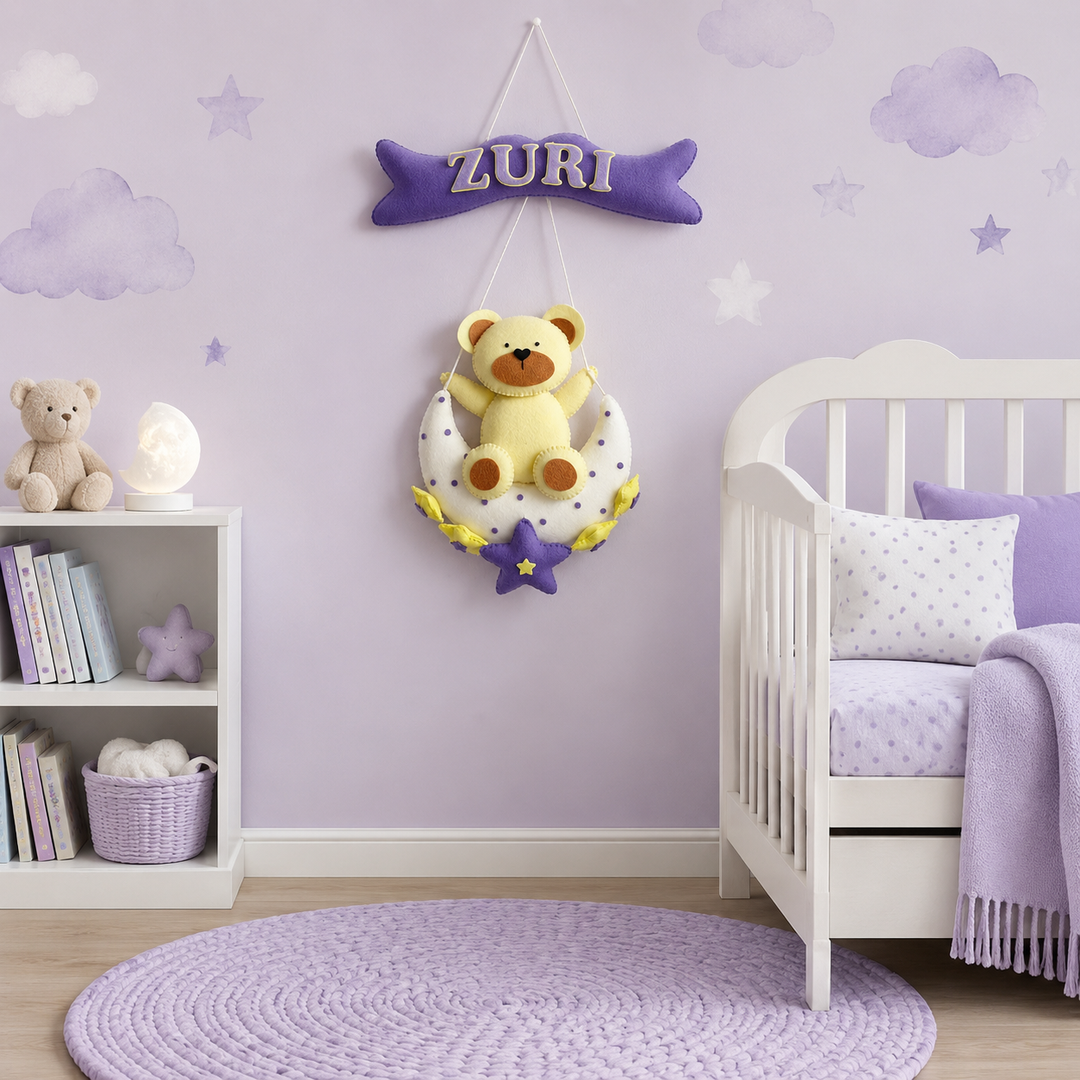 Babble Wrap  Teddy's Starry Moon Name Hanging