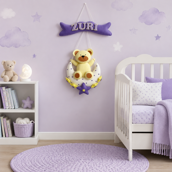 Babble Wrap  Teddy's Starry Moon Name Hanging