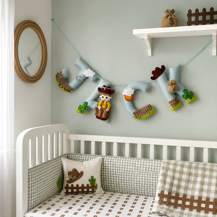 Babble Wrap The Wild West Name Bunting/Garland - Cow Boy