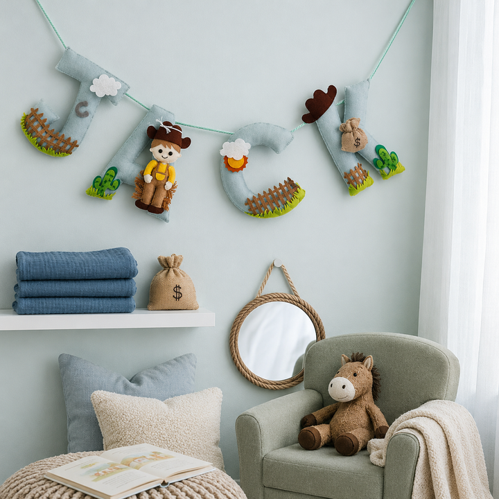 Babble Wrap The Wild West Name Bunting/Garland - Cow Boy