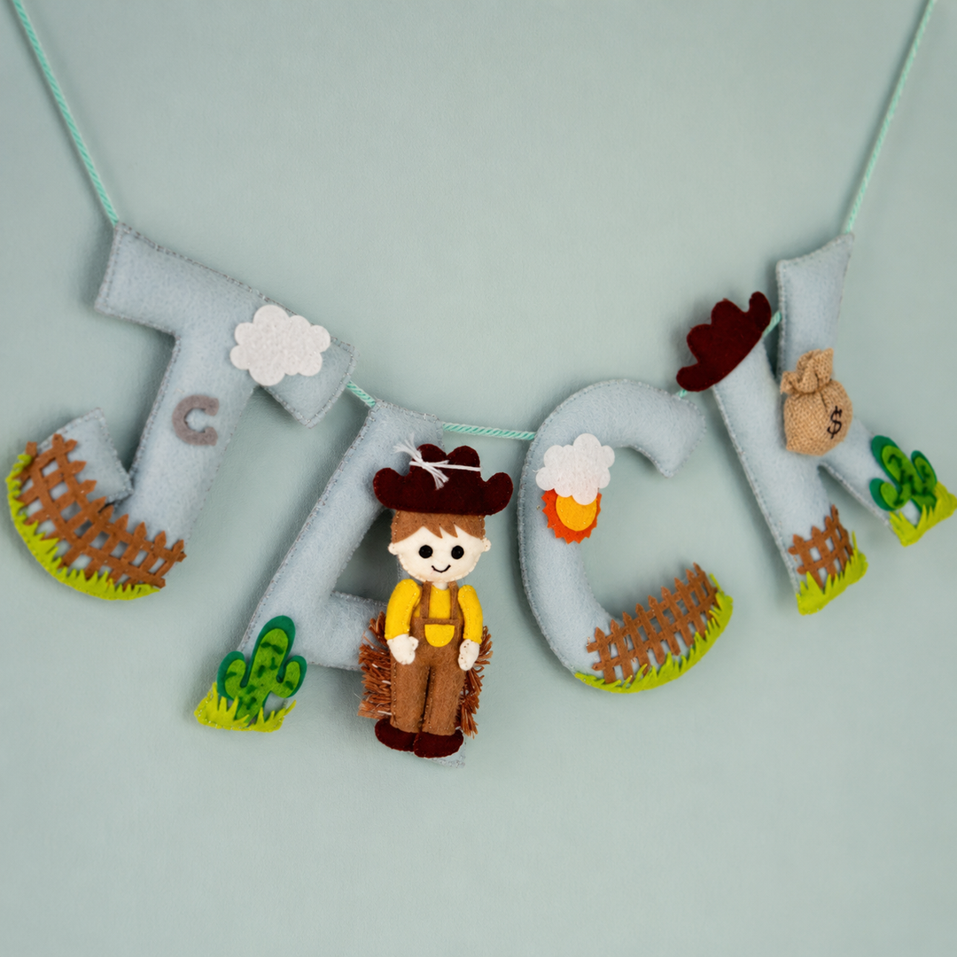 Babble Wrap The Wild West Name Bunting/Garland - Cow Boy