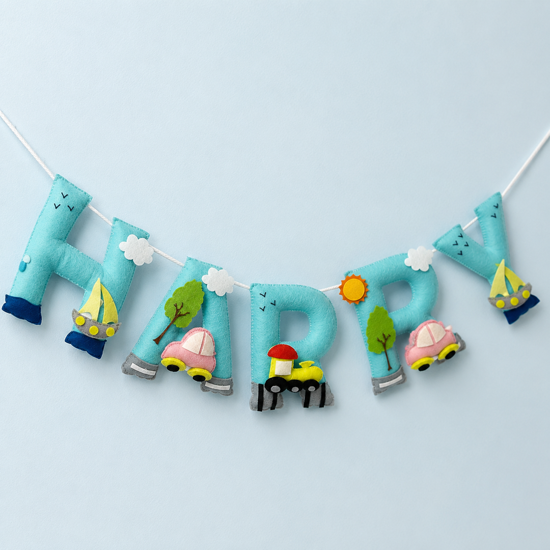 Babble Wrap Transport Theme Name Bunting/Garland