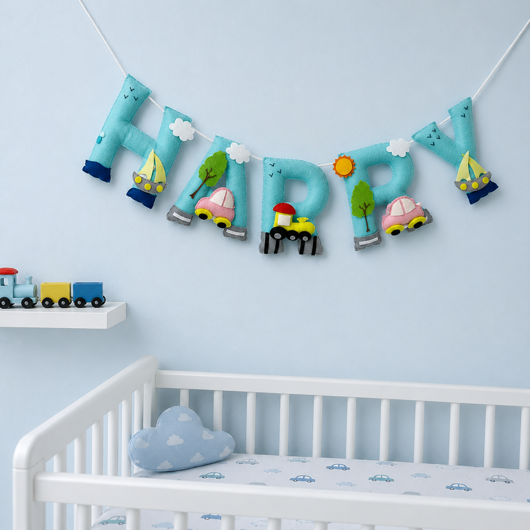 Babble Wrap Transport Theme Name Bunting/Garland