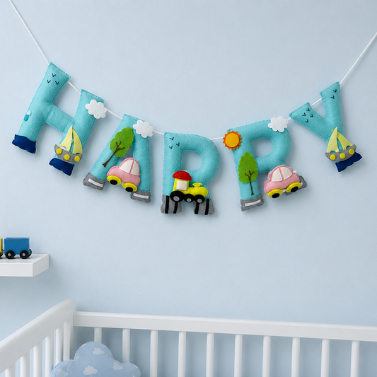 Babble Wrap Transport Theme Name Bunting/Garland