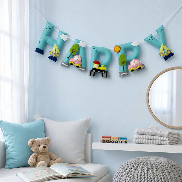 Babble Wrap Transport Theme Name Bunting/Garland