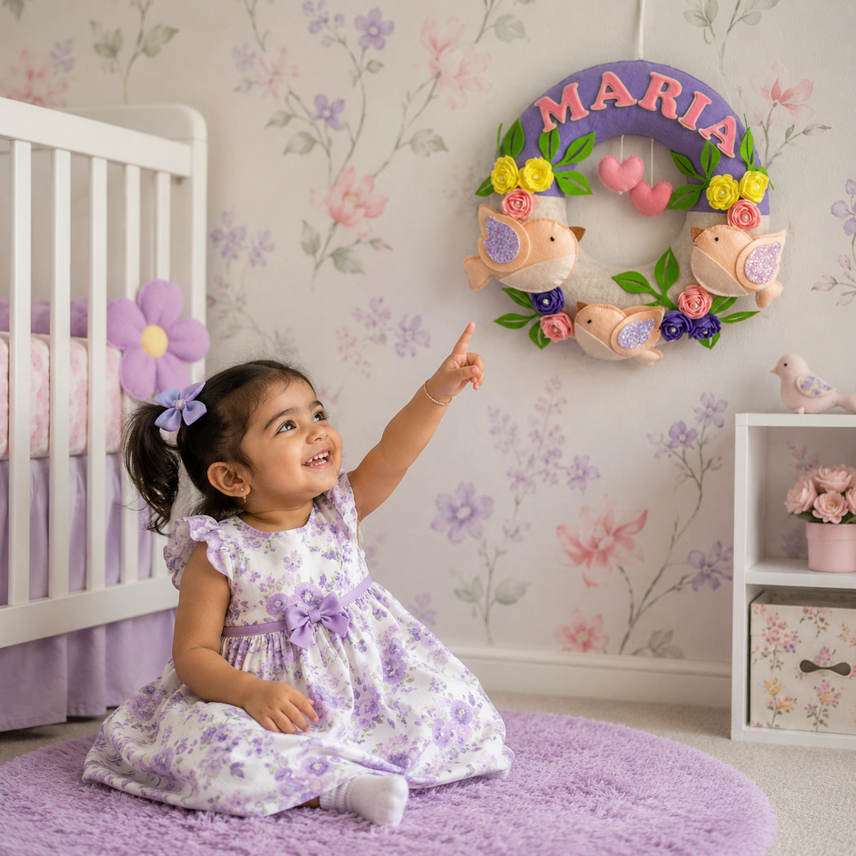 Babble Wrap Tweets & Blooms Name Hanging