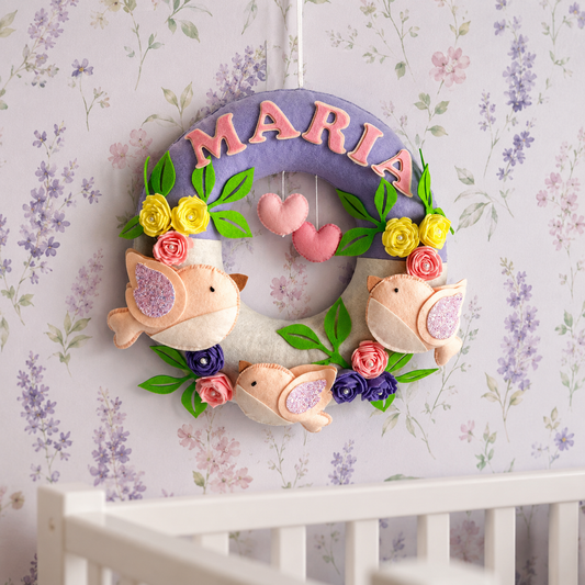 Babble Wrap Tweets & Blooms Name Hanging