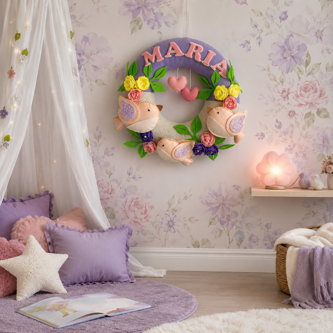 Babble Wrap Tweets & Blooms Name Hanging