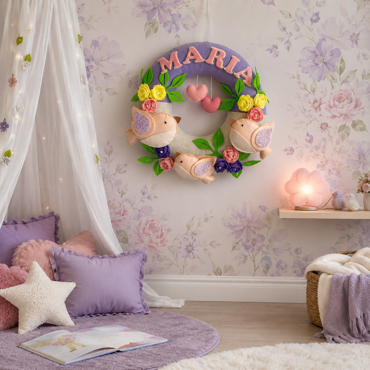 Babble Wrap Tweets & Blooms Name Hanging