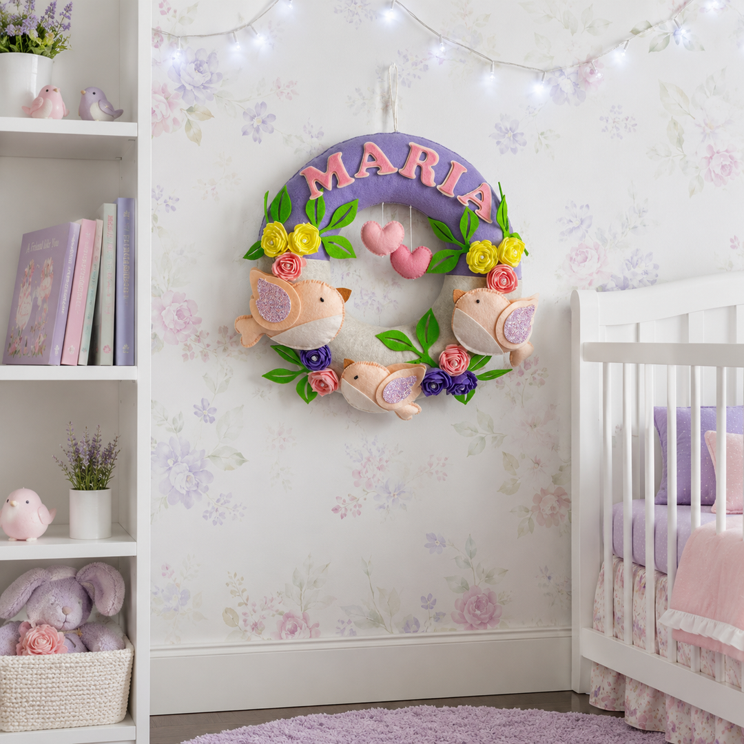 Babble Wrap Tweets & Blooms Name Hanging