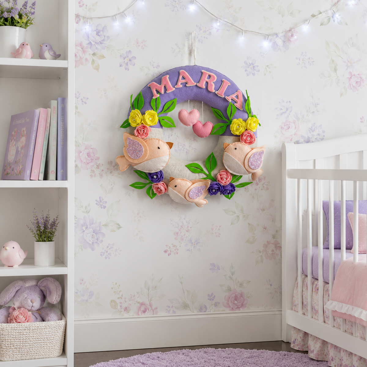 Babble Wrap Tweets & Blooms Name Hanging