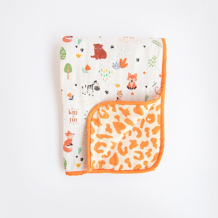 Baby Animals- Reversible Muslin Blanket