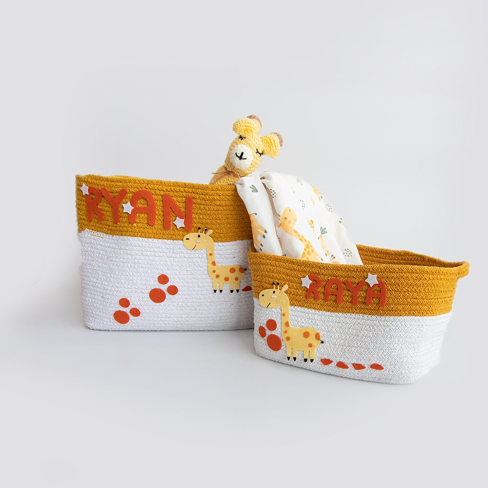 Baby Giraffe - Cotton Rope Baskets (Individual/Set Of 2)