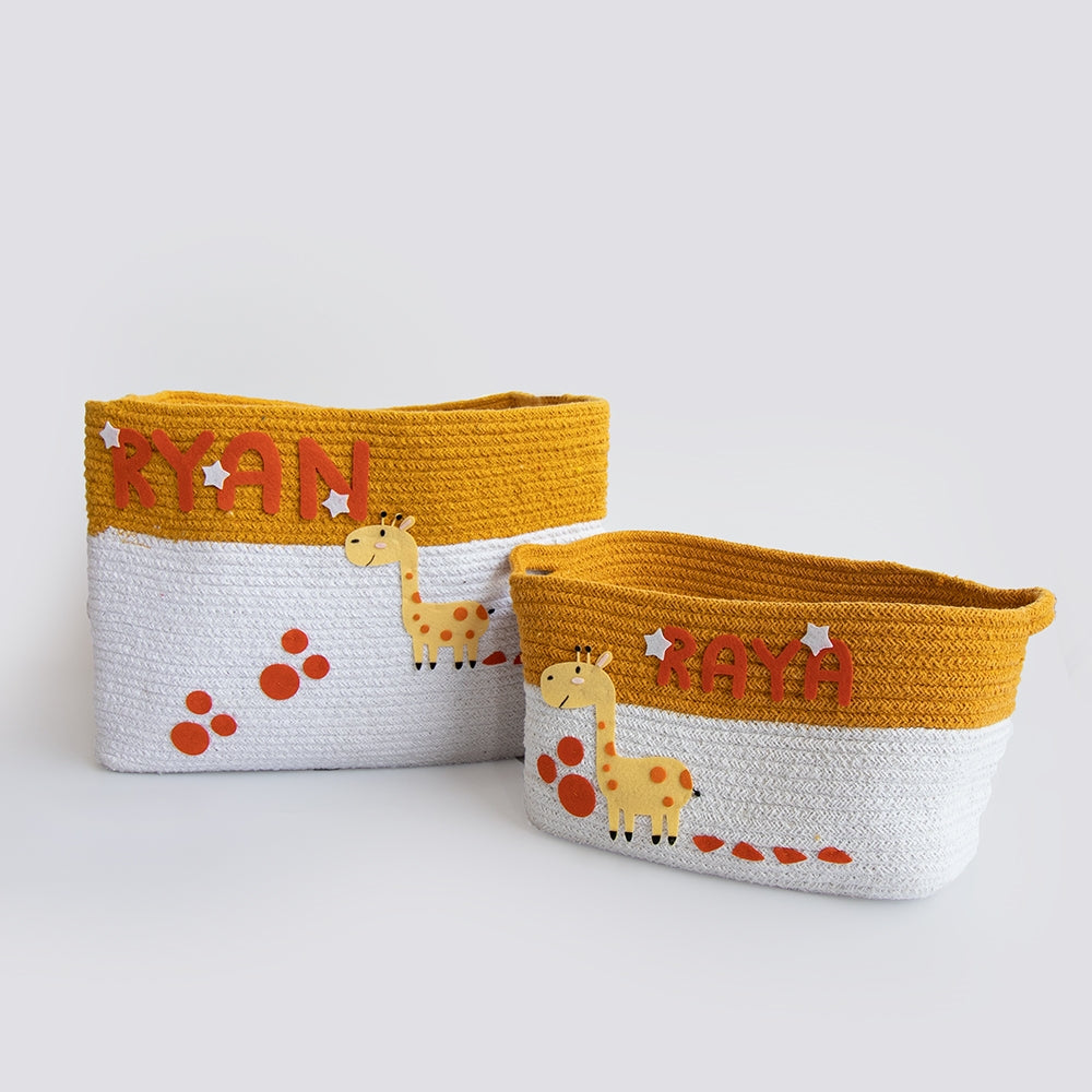 Baby Giraffe - Cotton Rope Baskets (Individual/Set Of 2)