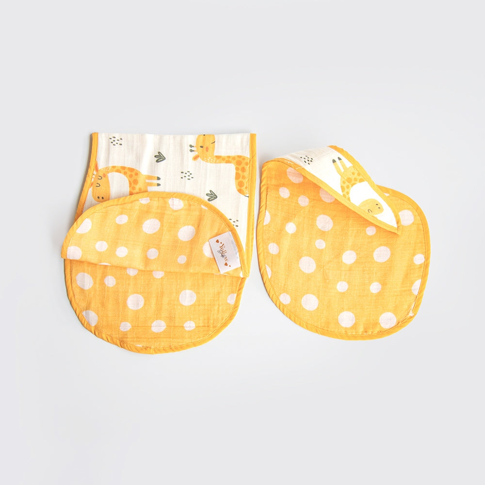 Baby Giraffe - Reversible Bib & Burpy Cloth Set