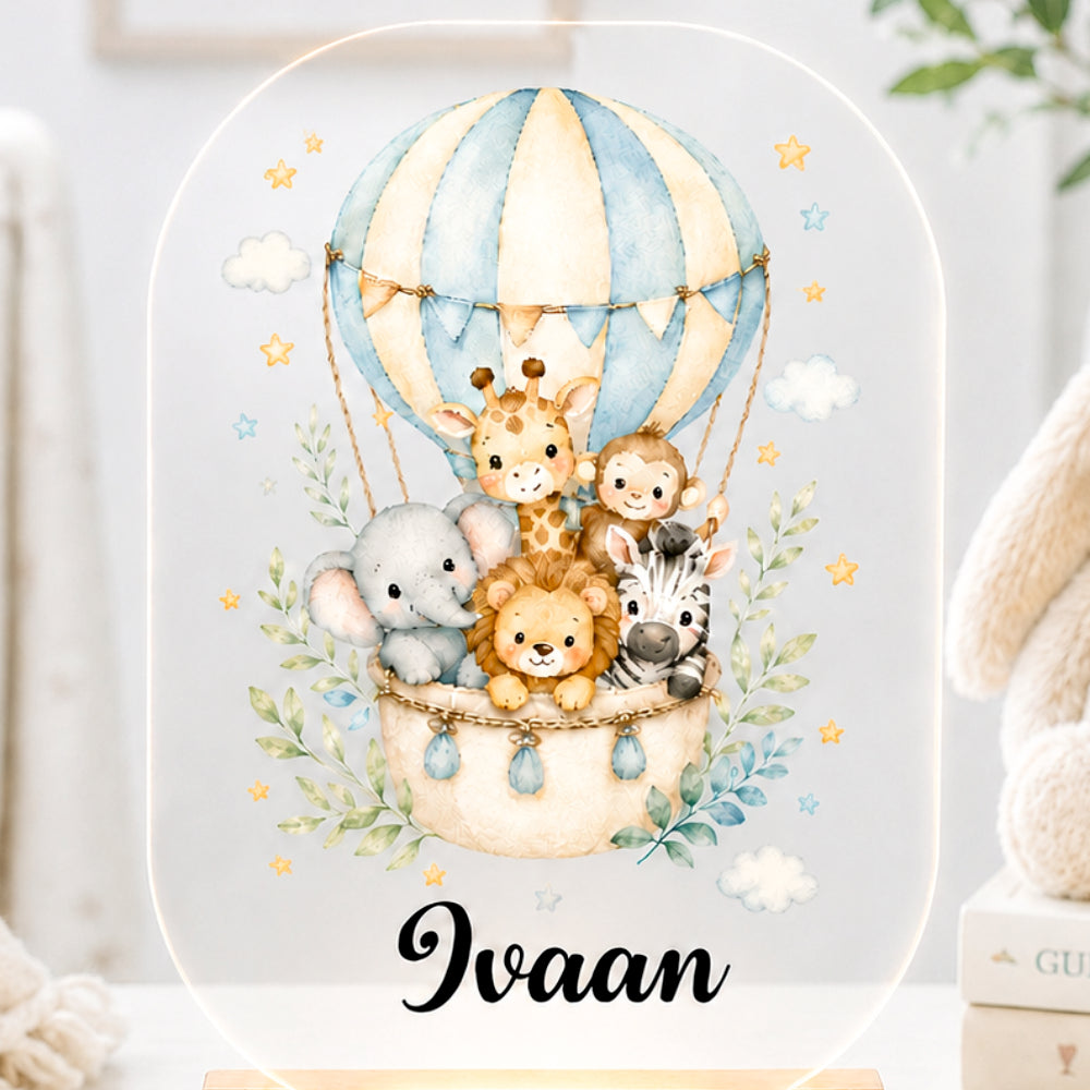 Acrylic LED Night Lamp - Safari Balloon Dreams
