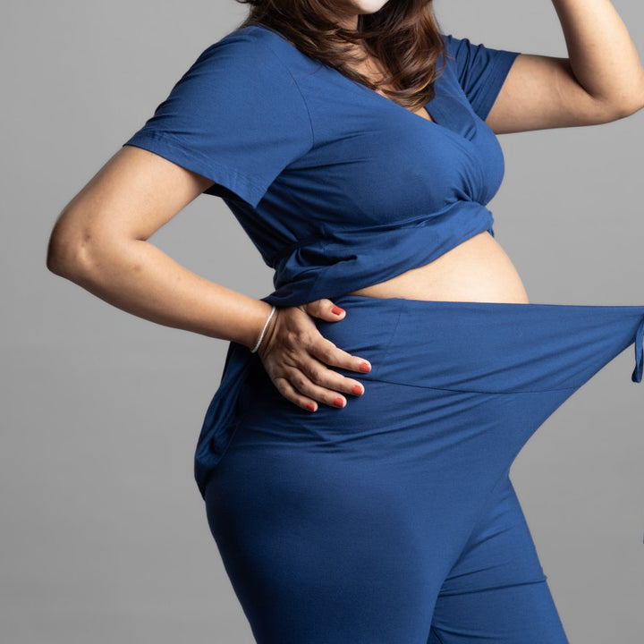 Blue Maternity Wrap Co-Ord Set