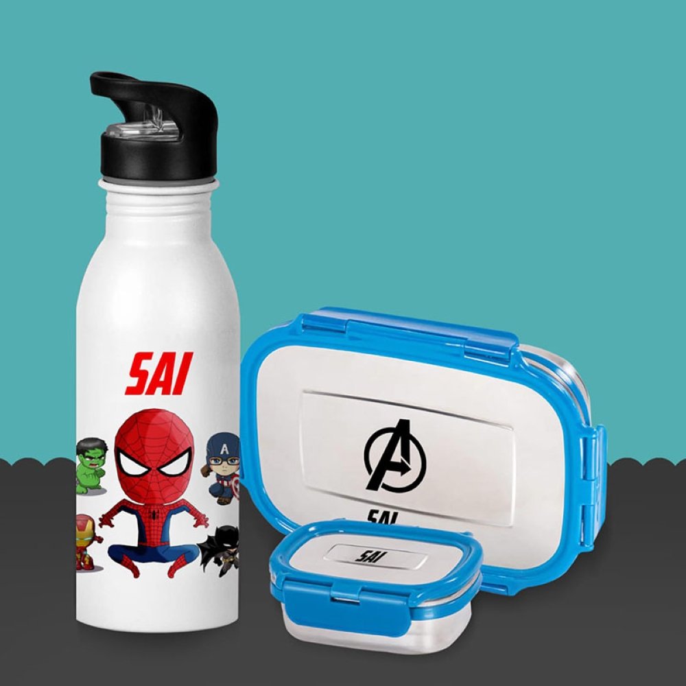 Bottle Tiffin Set- Superheroes