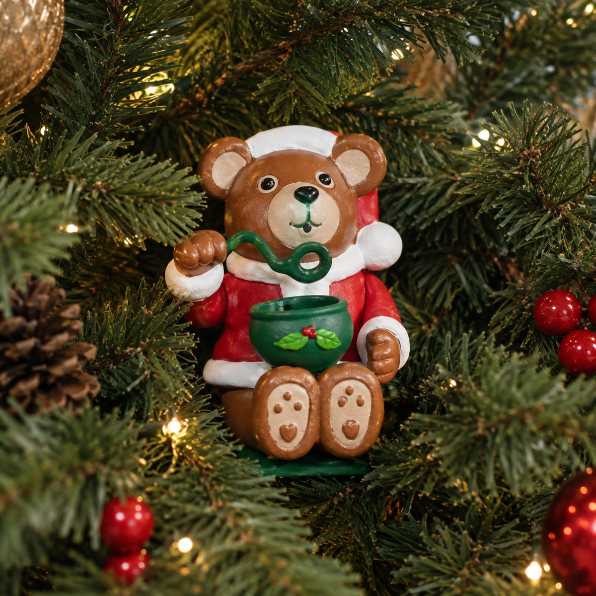 Bubble Blowing Santa Bear