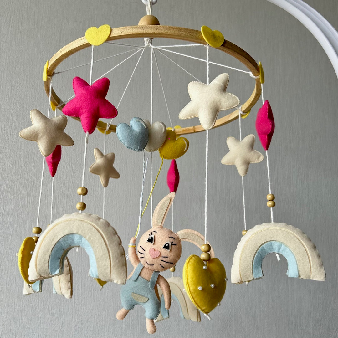 Babble Wrap Cot / Crib Mobile - Bunny Under the Stars