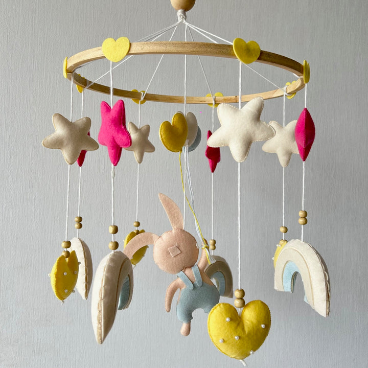 Babble Wrap Cot / Crib Mobile - Bunny Under the Stars