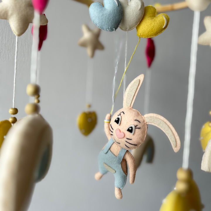 Babble Wrap Cot / Crib Mobile - Bunny Under the Stars