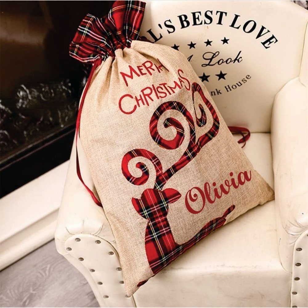 Babble Wrap Burlap Holiday Treasure Sack- Set of 2