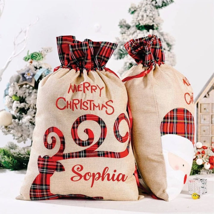 Babble Wrap Burlap Holiday Treasure Sack- Set of 2