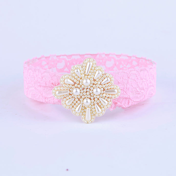 Pink Lace Pearl Headband for Baby Girls