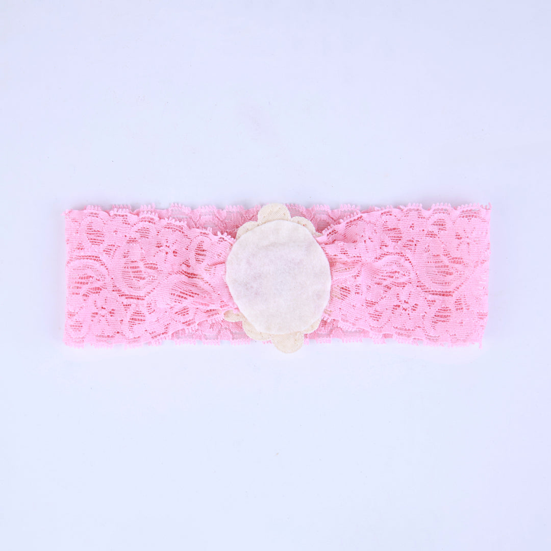 Pink Lace Pearl Headband for Baby Girls