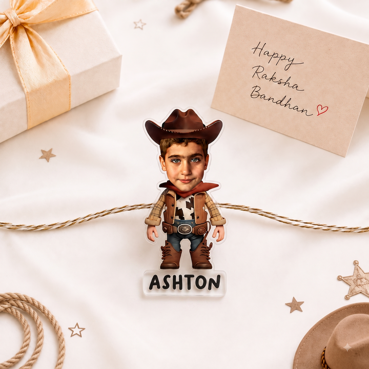 Babble Wrap Personalised Caricature Rakhi - Cow Boy