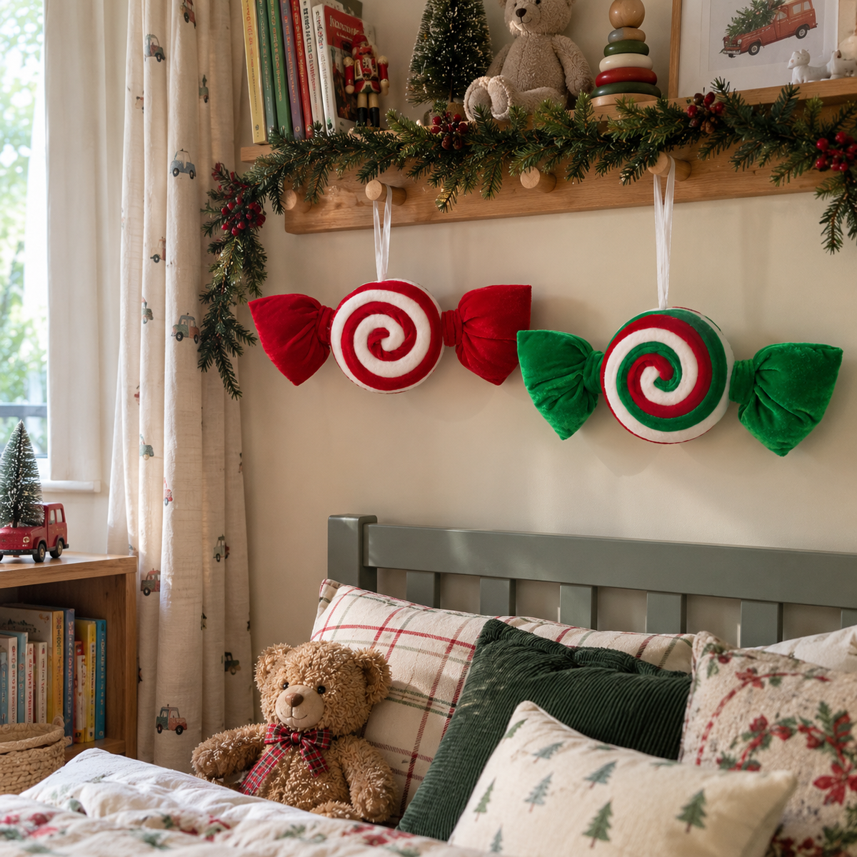 Candy Cane velvet Christmas Ornaments  – Set of 2