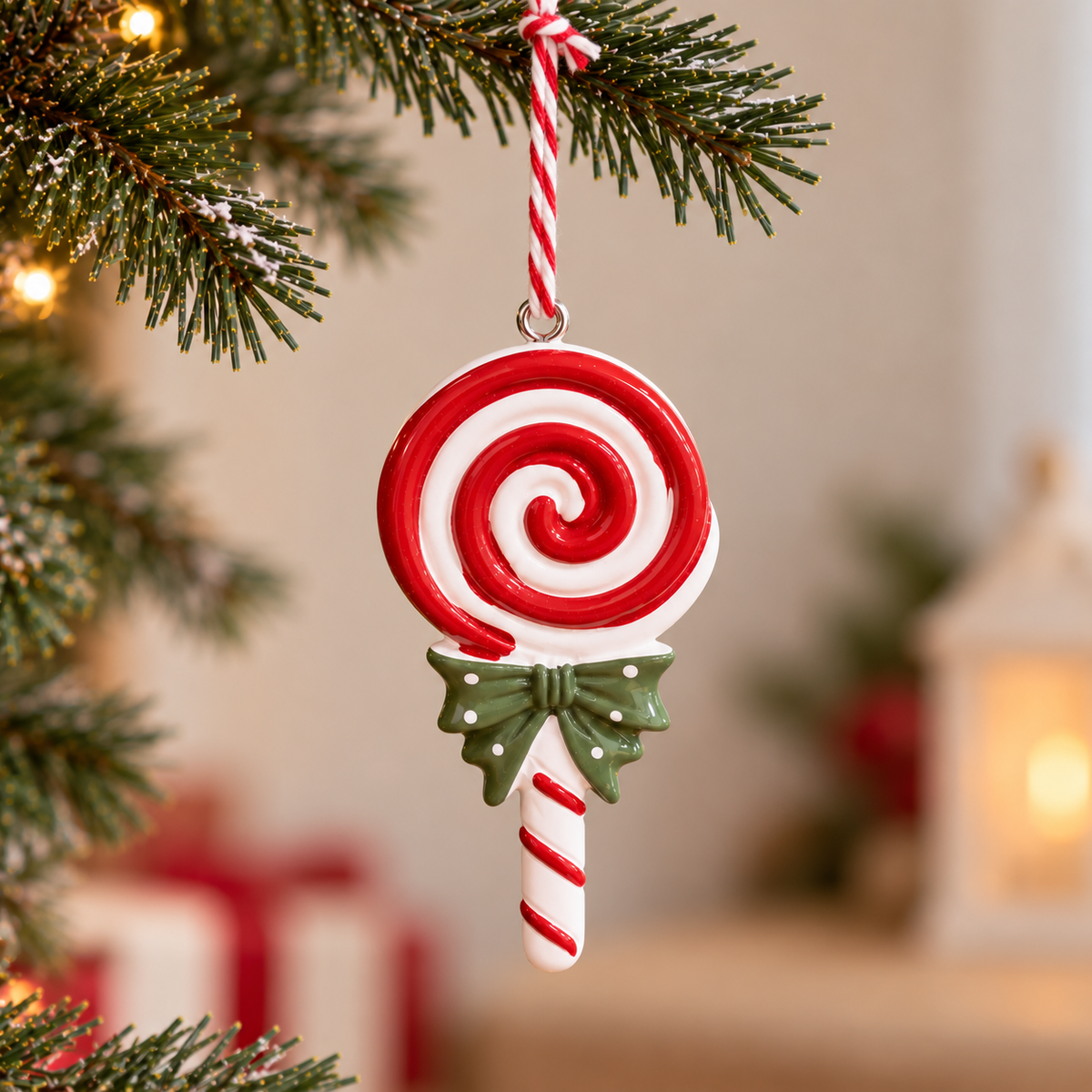 Candyland Swirl Christmas Lollipop Ornaments - Set Of 2