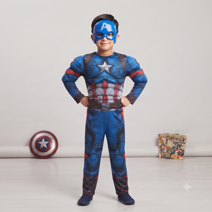 Captain Hero Muscle Costume for Kids