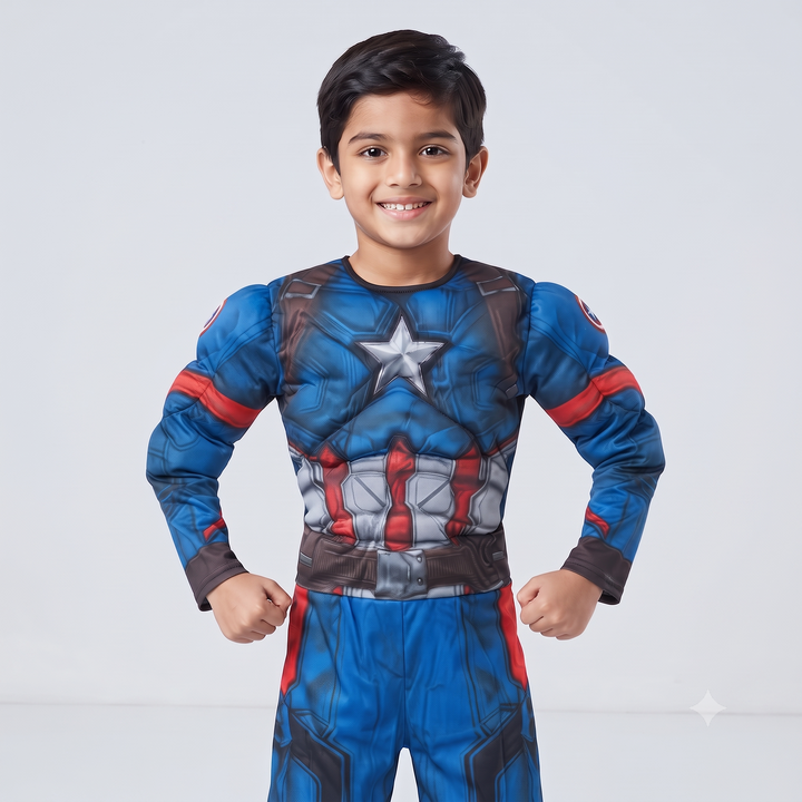 Captain Hero Muscle Costume for Kids