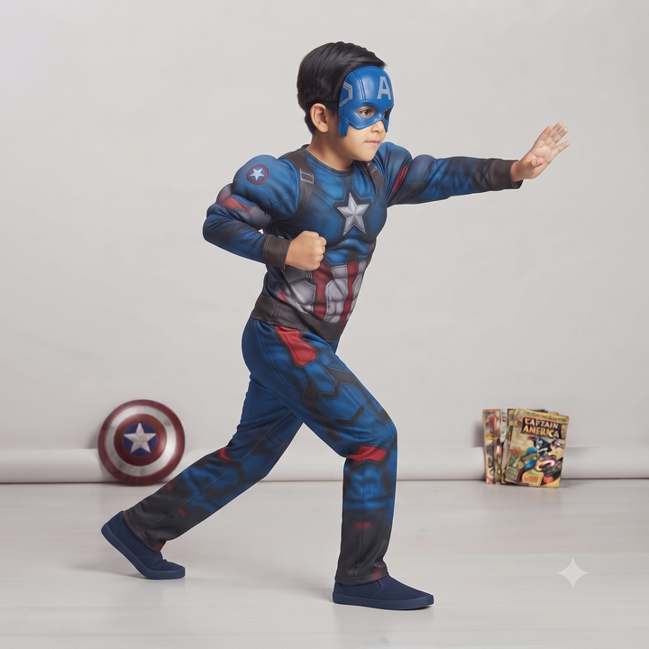 Captain Hero Muscle Costume for Kids