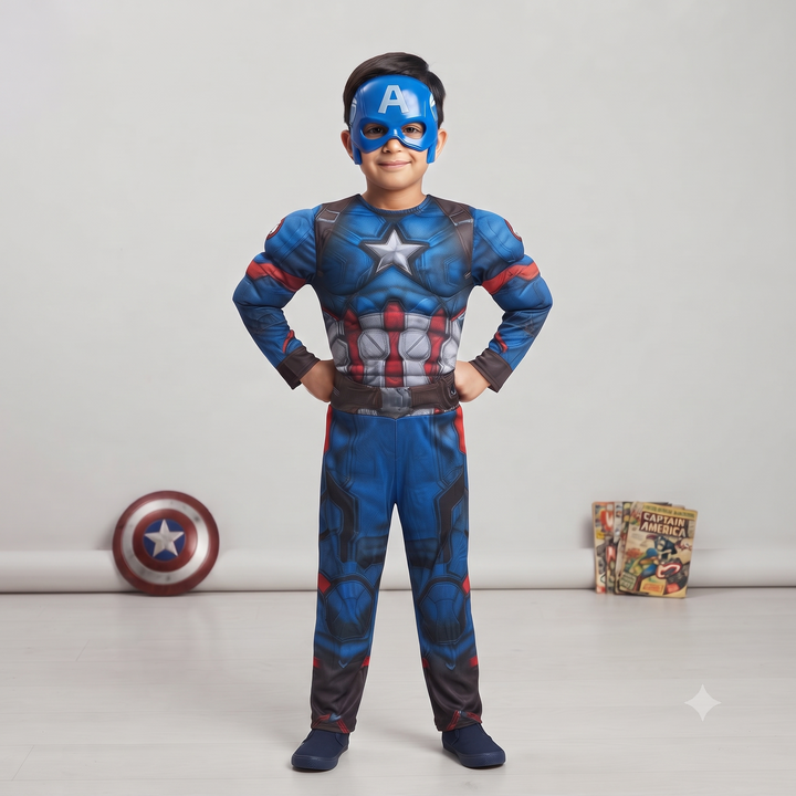 Captain Hero Muscle Costume for Kids