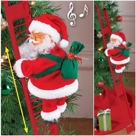 2 ft Musical Tree Climbing Santa - Red Rise