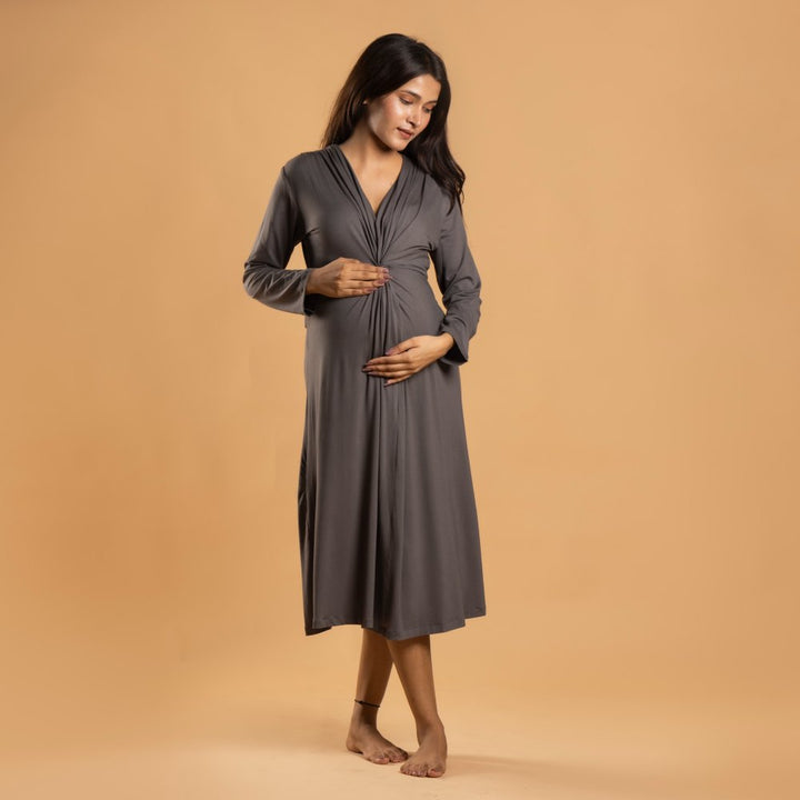 Charcoal Grey Knotted Dress