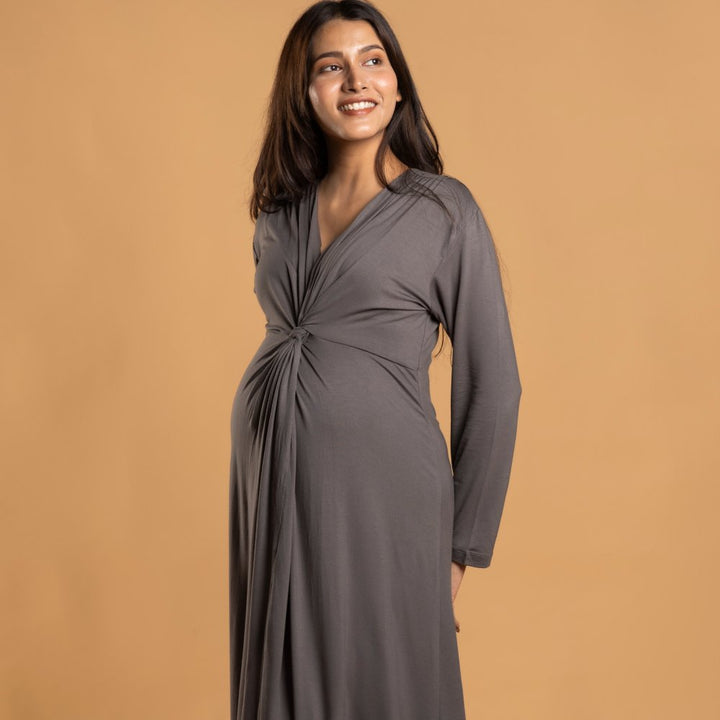 Charcoal Grey Knotted Dress