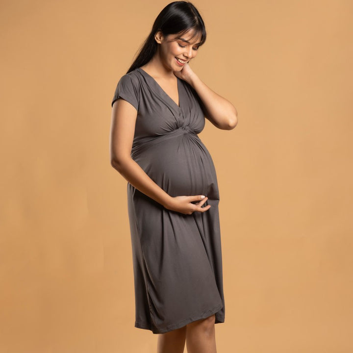 Charcoal Grey Maternity Everyday Dress
